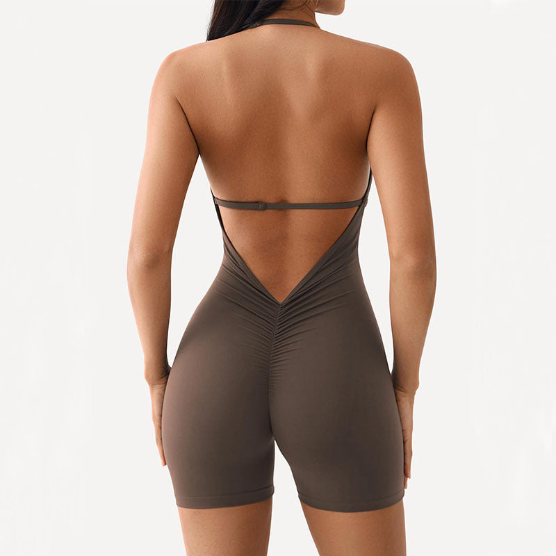 Backless Nude Feel Long Sleeve Yoga Jumpsuit