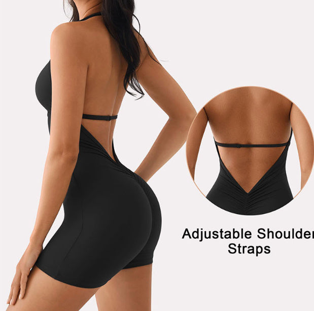 Backless Nude Feel Long Sleeve Yoga Jumpsuit